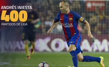 Iniesta llegó a 400 partidos de Liga con el Barça